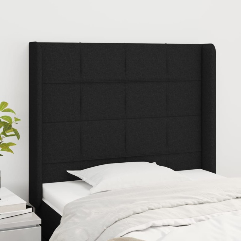 Tête de lit avec oreilles Noir 103x16x118/128 cm Tissu 623912623912