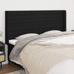 Tête de lit avec oreilles Noir 203x16x118/128 cm Tissu 623924623924
