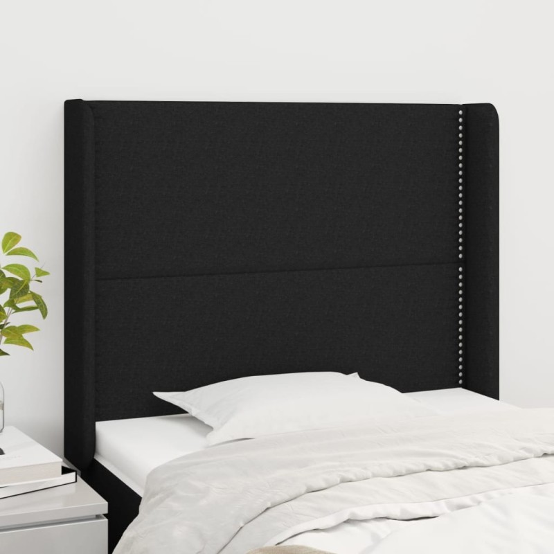 Tête de lit avec oreilles Noir 103x16x118/128 cm Tissu 623925623925