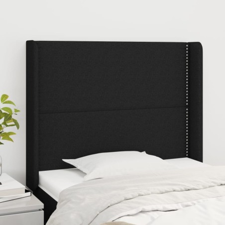 Tête de lit avec oreilles Noir 103x16x118/128 cm Tissu 623925623925