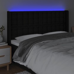 Tête de lit à LED Noir 203x16x118/128 cm Tissu 623927623927