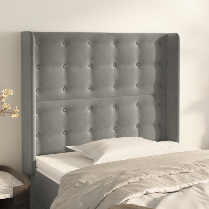 Tête de lit avec oreilles Gris clair 103x16x118/128 cm Velours 623928623928