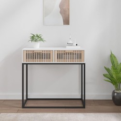 Table console blanc 80x30x75 cm bois d'ingénierie et fer 623930623930