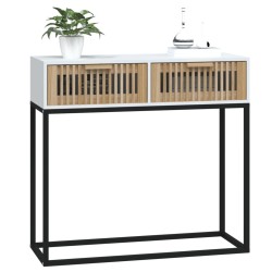 Table console blanc 80x30x75 cm bois d'ingénierie et fer 623930623930