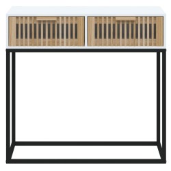 Table console blanc 80x30x75 cm bois d'ingénierie et fer 623930623930