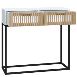 Table console blanc 80x30x75 cm bois d'ingénierie et fer 623930623930