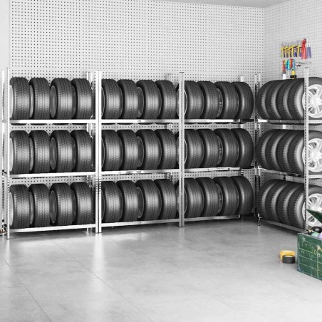 Porte-pneus à 3 niveaux 4 pcs Argenté 110x40x200 cm Acier 623936623936