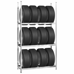Porte-pneus à 3 niveaux 4 pcs Argenté 110x40x200 cm Acier 623936623936