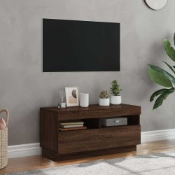 Meuble TV avec lumières LED chêne marron 80x35x40 cm 623939623939