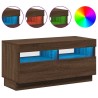 Meuble TV avec lumières LED chêne marron 80x35x40 cm 623939623939