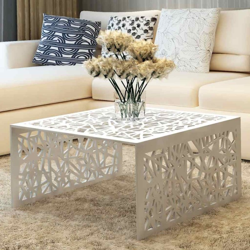 Table basse argentée Design géométrique Aluminium  623949623949