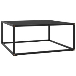 Table basse Noir avec verre noir 80x80x35 cm 623953623953