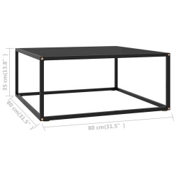 Table basse Noir avec verre noir 80x80x35 cm 623953623953