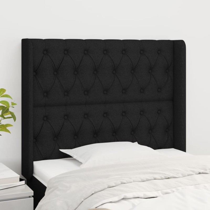 Tête de lit avec oreilles Noir 103x16x118/128 cm Tissu 623956623956