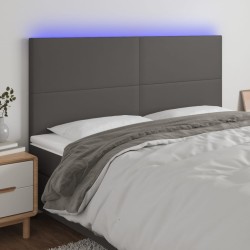 Tête de lit à LED Gris 200x5x118/128 cm Similicuir 623962623962