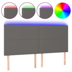 Tête de lit à LED Gris 200x5x118/128 cm Similicuir 623962623962