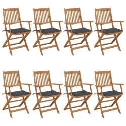 Chaises pliables de jardin lot de 8 avec coussins Bois d'acacia 623971623971
