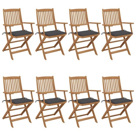 Chaises pliables de jardin lot de 8 avec coussins Bois d'acacia 623971623971
