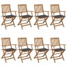 Chaises pliables de jardin lot de 8 avec coussins Bois d'acacia 623971623971