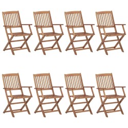 Chaises pliables de jardin lot de 8 avec coussins Bois d'acacia 623971623971