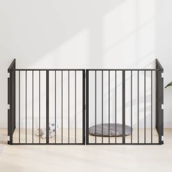 Porte pour chien 4 pcs Noir 80 x 80 cm Acier galvanisé 623974623974