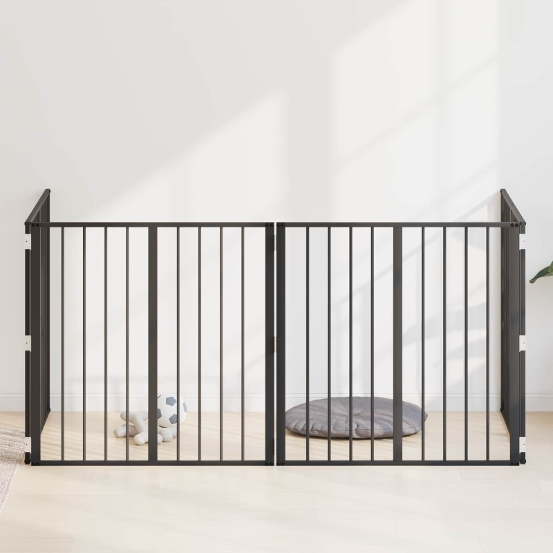 Porte pour chien 4 pcs Noir 80 x 80 cm Acier galvanisé 623974623974