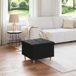 Pouf de rangement avec coussin Noir 60 x 60 x 45 cm tissu 623982623982