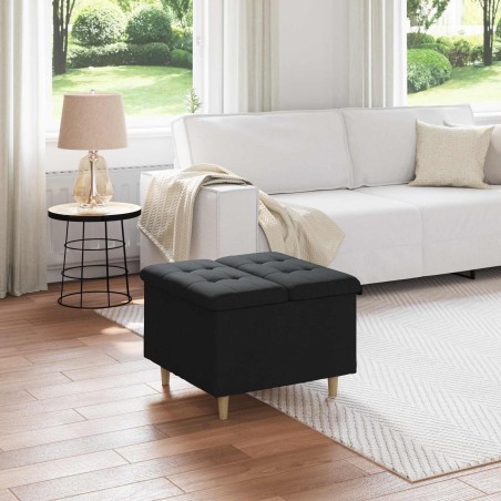 Pouf de rangement avec coussin Noir 60 x 60 x 45 cm tissu 623982623982