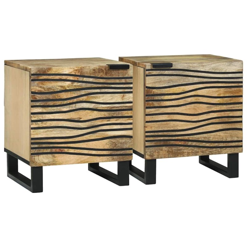 Table de chevet 2 pcs Naturel 40 x 33 x 46 cm Bois d'ingénierie 623983623983