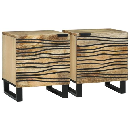 Table de chevet 2 pcs Naturel 40 x 33 x 46 cm Bois d'ingénierie 623983623983
