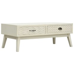 Table basse avec 2 tiroirs Gris sculpté 110x50x40 cm Bois 623984623984