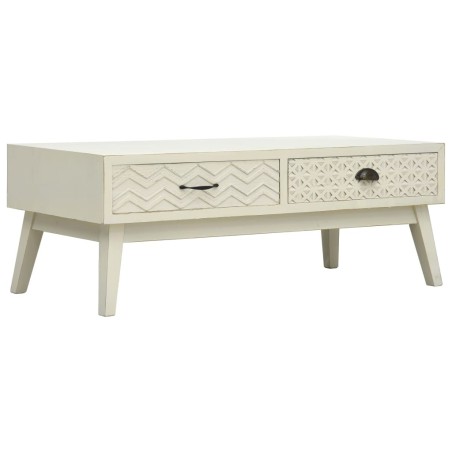 Table basse avec 2 tiroirs Gris sculpté 110x50x40 cm Bois 623984623984