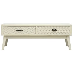 Table basse avec 2 tiroirs Gris sculpté 110x50x40 cm Bois 623984623984