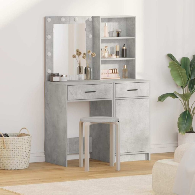 Ensemble de table de maquillage avec LED 2 pcs Gris béton 623985623985