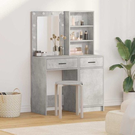 Ensemble de table de maquillage avec LED 2 pcs Gris béton 623985623985