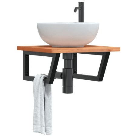 Étagère de vasque murale acier et bois massif de hêtre 623988623988
