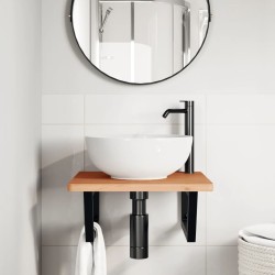Étagère de vasque murale acier et bois massif de hêtre 623988623988