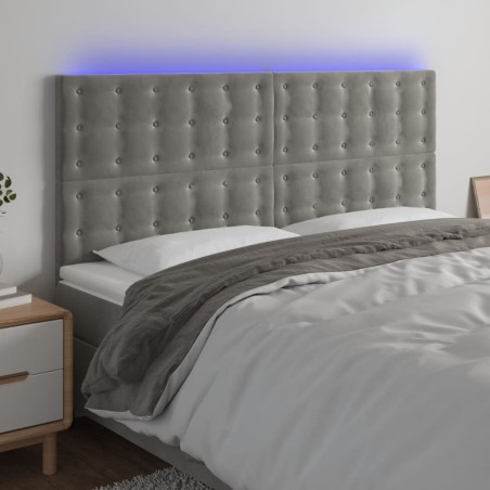 Tête de lit à LED Gris clair 160x5x118/128 cm Velours 623989623989