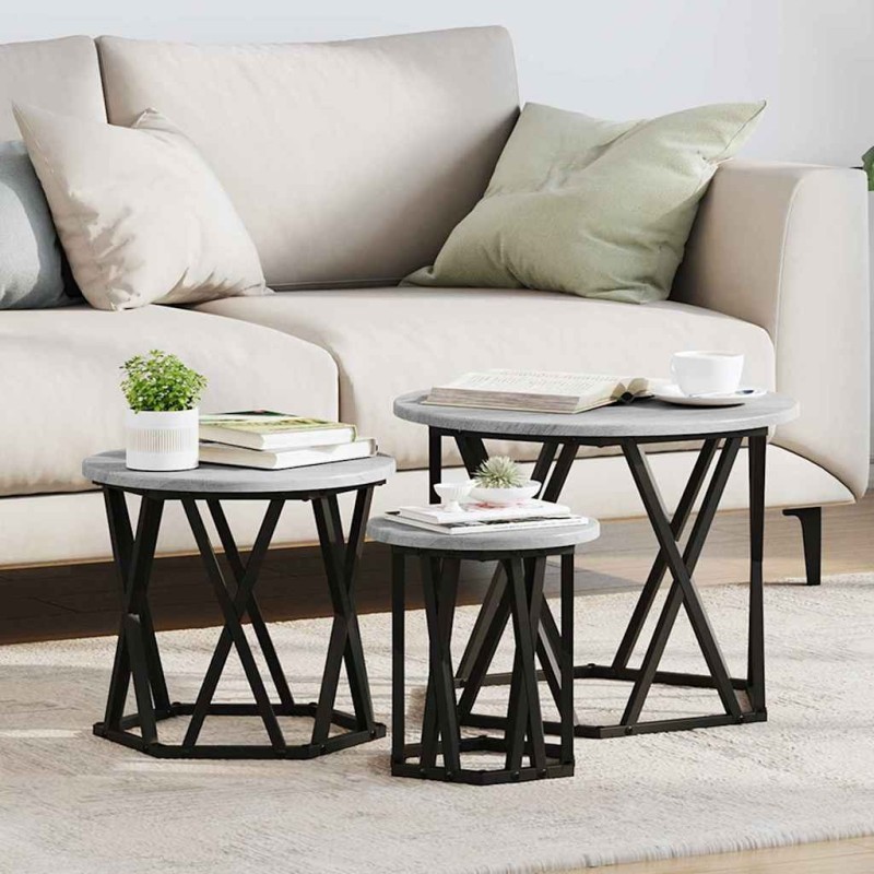 Table d'appoint empilable 3 pcs Gris Sonoma 623995623995