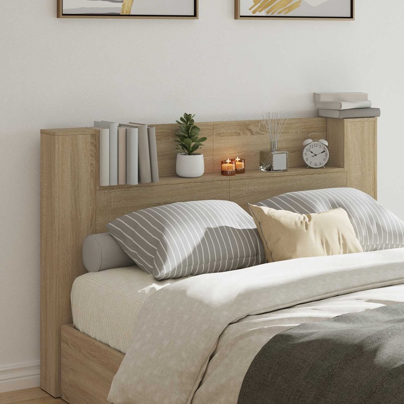 Tête de lit de rangement avec LED Chêne Sonoma 623997623997
