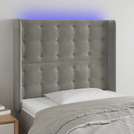 Tête de lit à LED Gris clair 103x16x118/128 cm Velours 623999623999