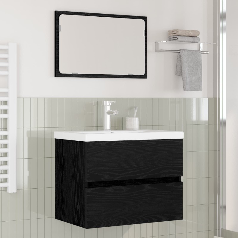 Ensemble de mobilier de salle de bain 3 pcs Chêne noir 624001624001