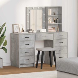Table de Toilette avec tiroir 3 pcs Gris Bois d'ingénierie 624013624013