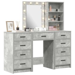 Table de Toilette avec tiroir 3 pcs Gris Bois d'ingénierie 624013624013