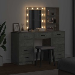 Table de Toilette avec tiroir 3 pcs Gris Bois d'ingénierie 624013624013