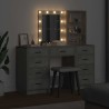 Table de Toilette avec tiroir 3 pcs Gris Bois d'ingénierie 624013624013