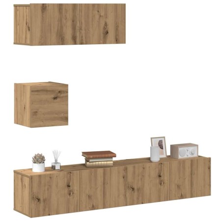 Ensemble de meuble TV mural 4 pcs chêne artisanal 624016624016
