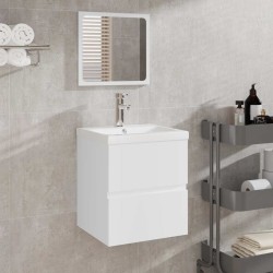 Armoire de salle de bain avec miroir blanc bois d'ingénierie 624018624018