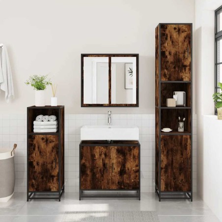 Armoire de lavabo de salle de bain chêne fumé 65x33x60 cm 624019624019