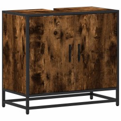 Armoire de lavabo de salle de bain chêne fumé 65x33x60 cm 624019624019